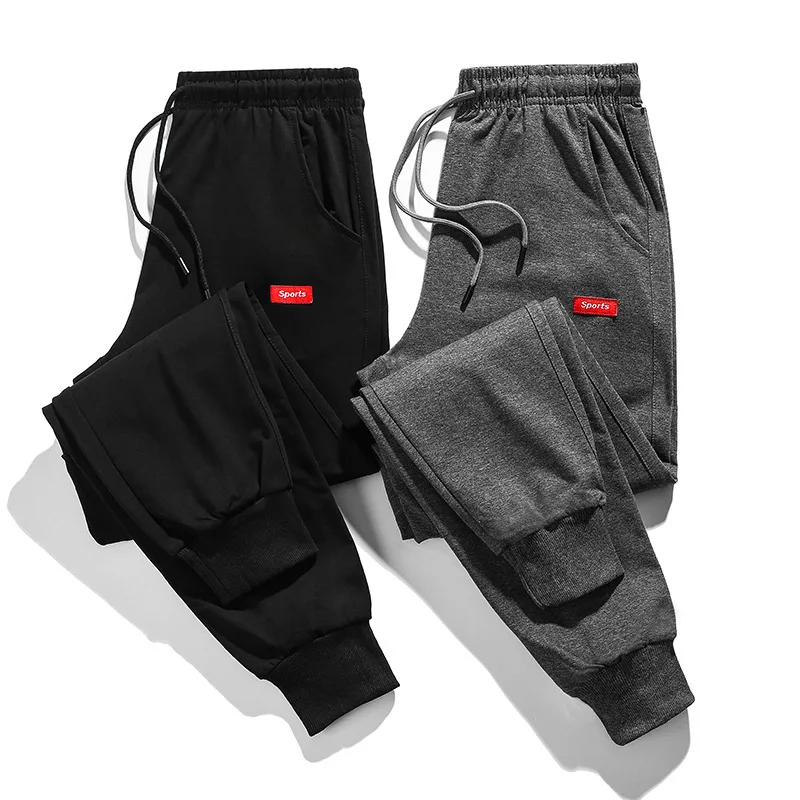 Штаны для бега и мужские хлопковые мягкие подходящие спортивные брюки с