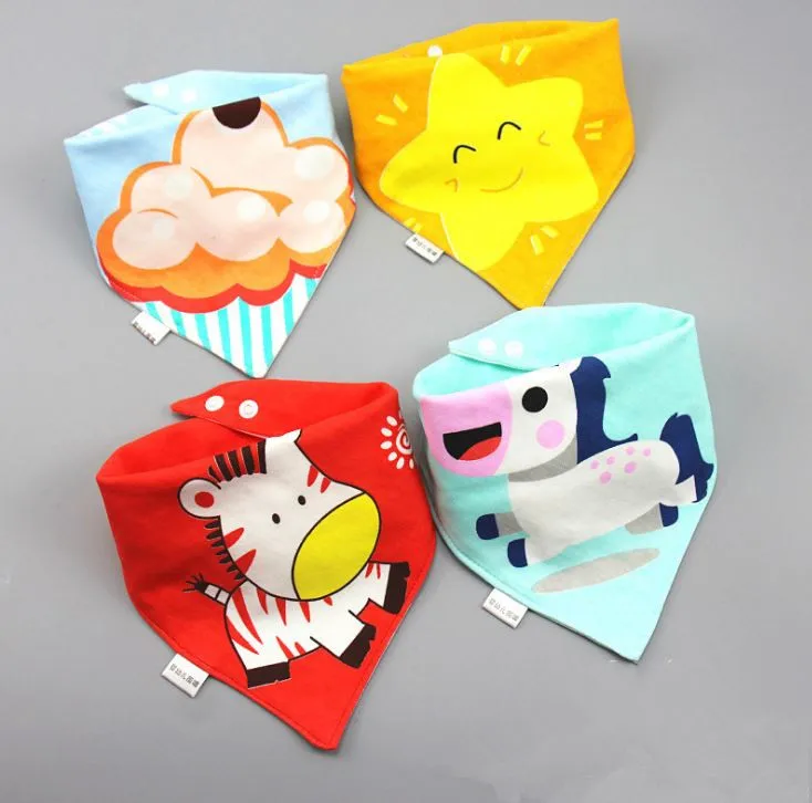 

Baby Bibs Triangle Double Cotton Bibs 4 pieces/lot Cartoon Print Saliva Towel Baby Boys Girls Feeding Apron Cotton Bandana Bibs