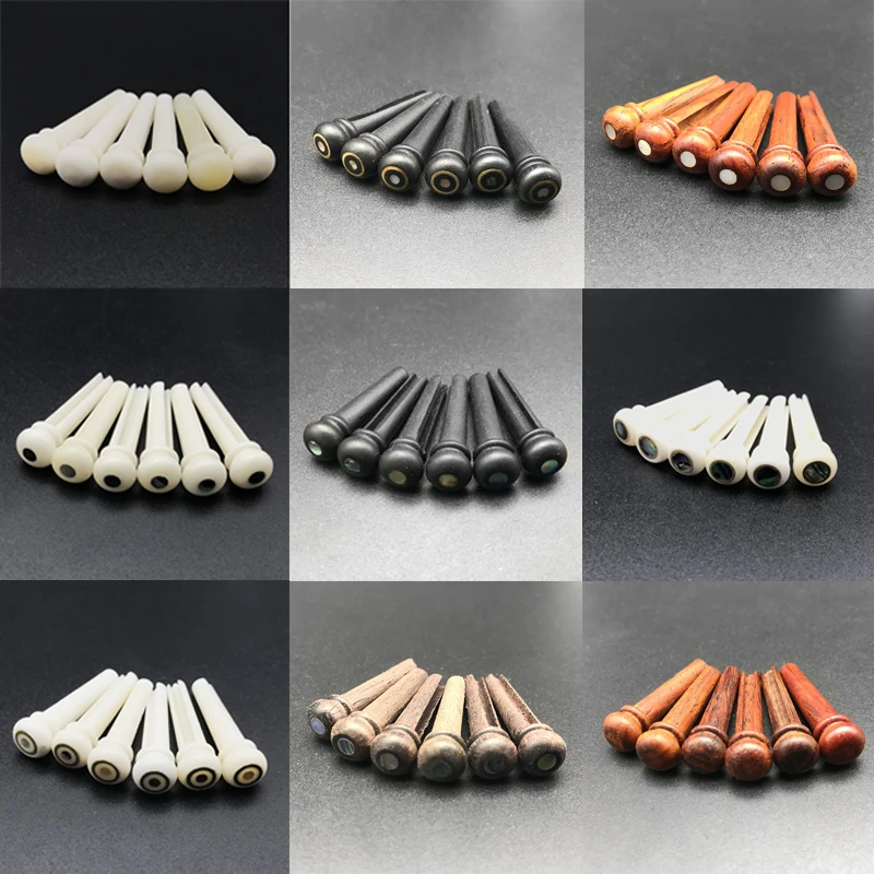 6 шт Кость гитара для порожка черные кости розовое дерево мост булавки
