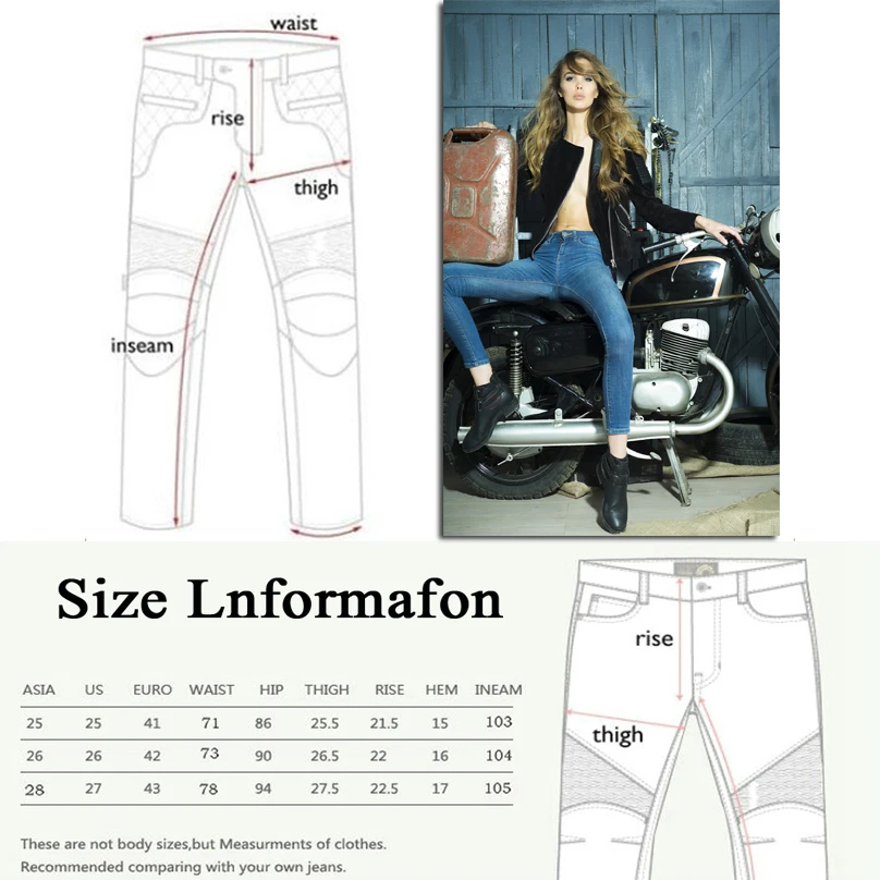 Good shape Women Motorcycle Jeans slim Moto Riding Off-road Trousers Motocross Pants Zipper Design With Protective Gear | Автомобили и