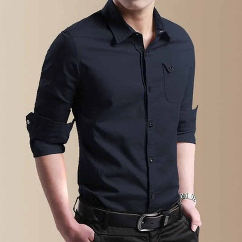 Zogaa мужская повседневная рубашка умные деловые однотонные рубашки с отложным