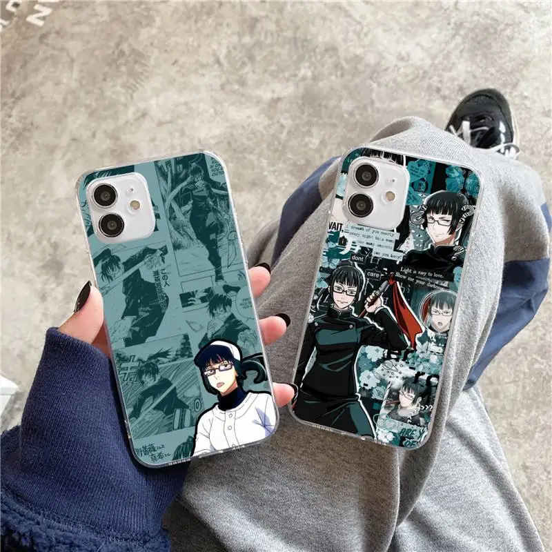

Maki Zenin Jujutsu Kaisen Anime Phone Case For iphone 5s 6 7 8 11 12 plus xsmax xr pro mini se Transparent Cover Fundas Coque