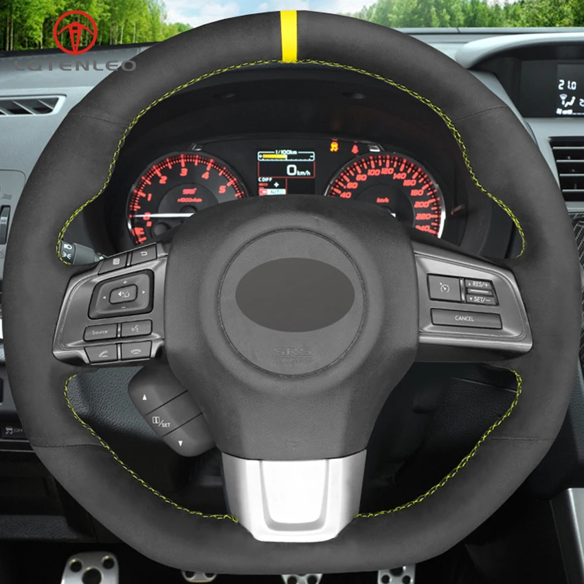 LQTENLEO черная замша DIY Ручная сшитая крышка рулевого колеса автомобиля для Subaru WRX(STI)- Levorg