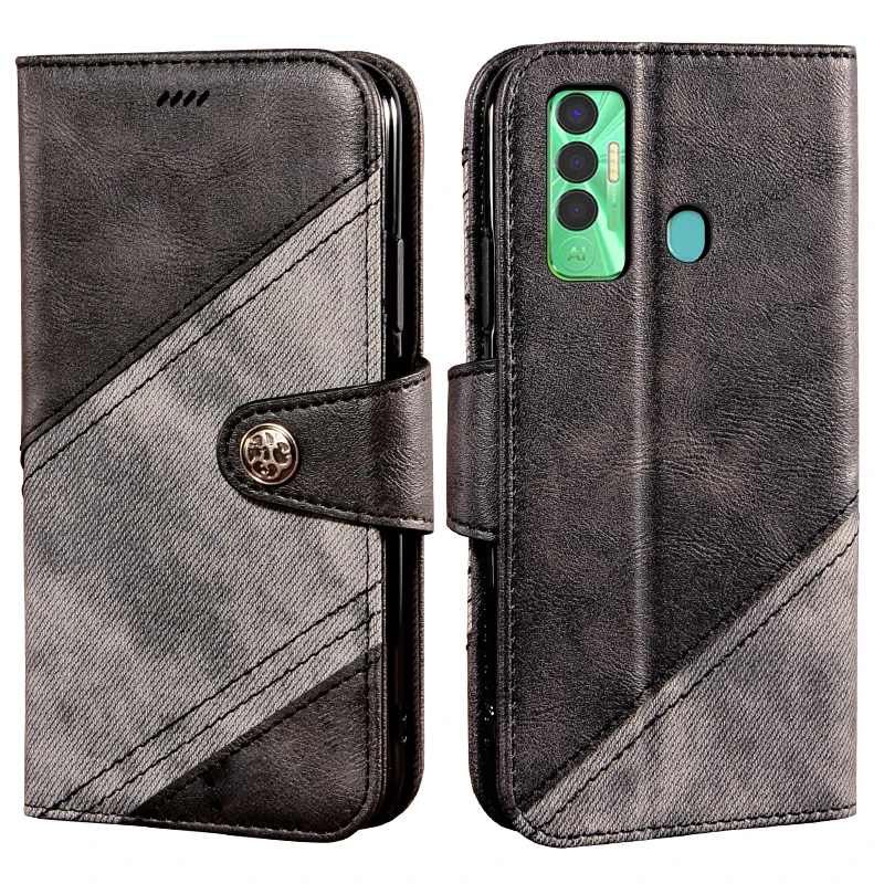

Чехол-книжка для Tecno Spark 7P, кожаный, противоударный