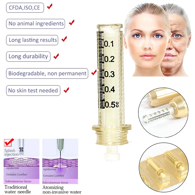 

0.5ML Disposable Sterile Ampoule Head Hyaluronic Acid Atomizer Gun Hyaluron Pen Anti-wrinkle Water Syring Lip Filling Injections