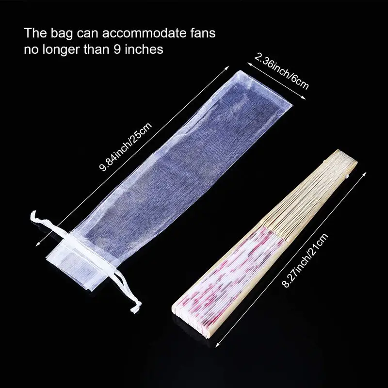 100 упаковок складные мешки для вееров сумки из органзы на шнурке Складные