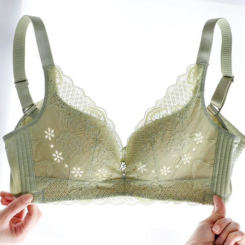 

HECTIC 2021 Ladies Summer Flower Sandwich Cup Lightweight Underwear Without Steel Ring Comfortable Breathable Lace Gathering Bra