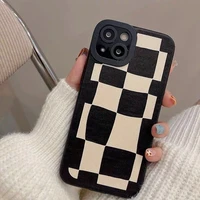 luxury checkerboard stripe shockproof phone case for iphone 13 mini 12 pro max xs back cover for iphone 11 xr x 6s plus 7 8 se2