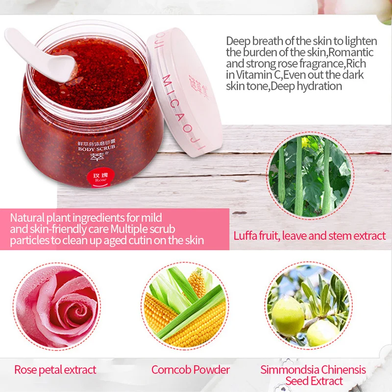 MICAOJI Роза Увлажняющий крем скраб для тела натуральный отшелушивающий лица