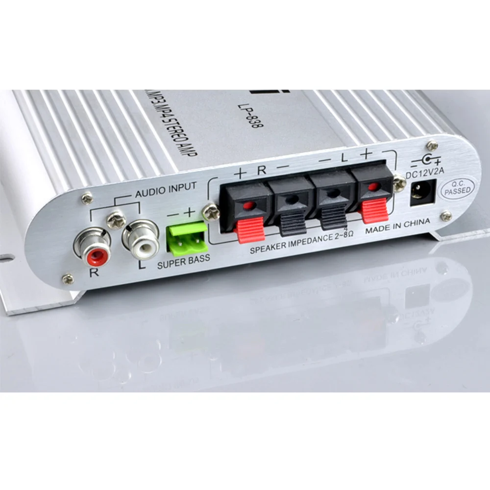 Цифровой автомобильный мини усилитель мощности 12 В 3 А + аудиокабель Lepy LP 838 Hi Fi 2.1CH