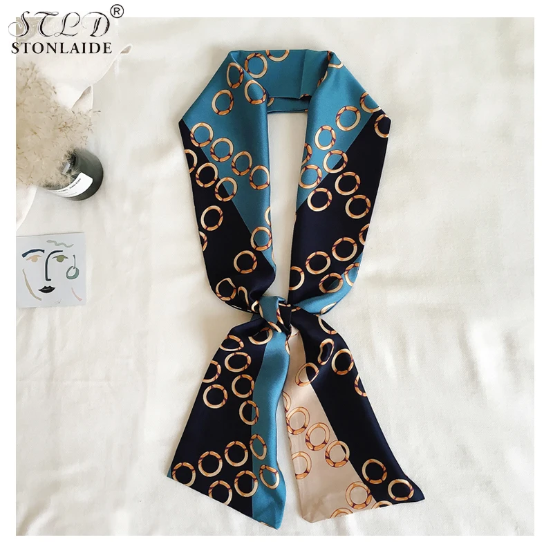 Spring NEW Narrow Long Silk Scarf For Girls Double Printing Fashionable Women Satin Tie Scarfs Women's Neckerchief 15cm*145cm |