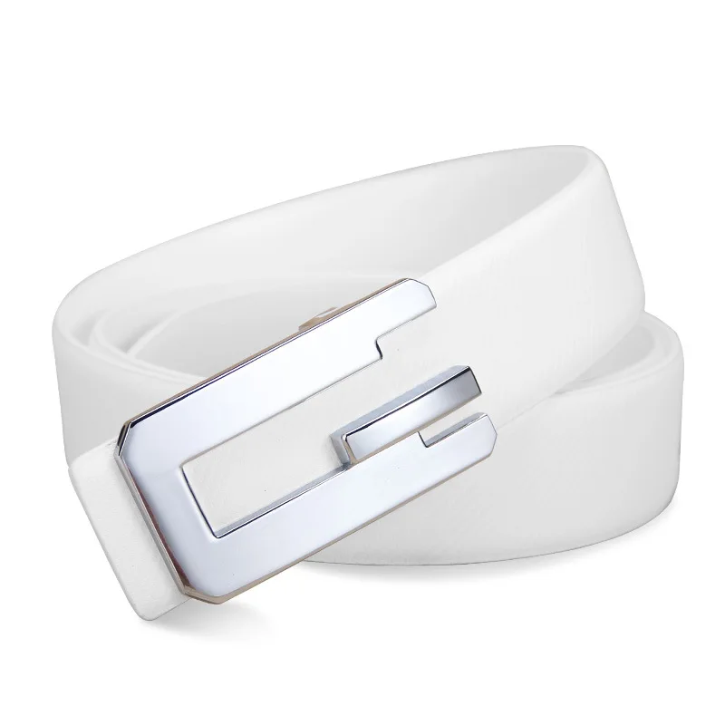 

Mens Belts Luxury Genuine Leather Smooth Buckle Casual Cowhide Belt For Men Youth Fashion White Designer Belts Cinturon Hombre
