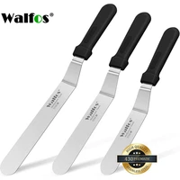 walfos icing spatula stainless steel cake spatula with sturdy and durable handle cake decorating spatula set of 3