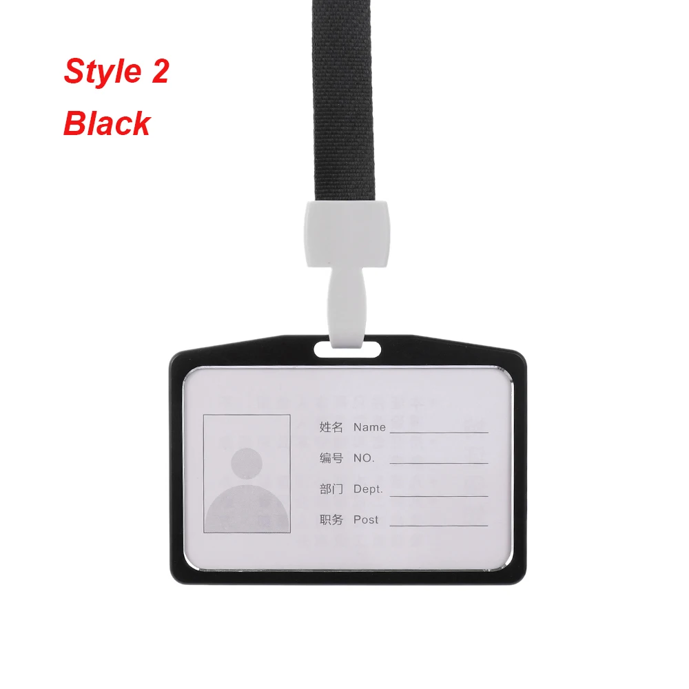 Style 2-black 1 шт. модный подвесной чехол для карт ID держатель карт пропусков банковская кредитная карта для студентов женщин мужчин автобус ПВХ бейдж держатель - Цвет: Style 2-black