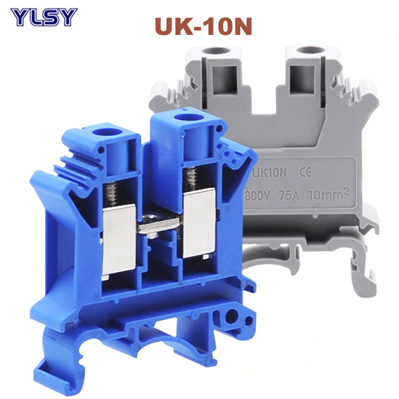 

5Pcs Din Rail UK-10N Universal Screw Terminal Blocks Morsettiera Electrical Wire Terminals Block Connector Brass Bornier 10mm²