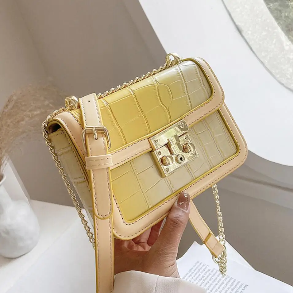 

Stone pattern Square Crossbody bag 2021 Summer New High-quality PU Leather Women's Designer Handbag Chain Shoulder Messenger Bag