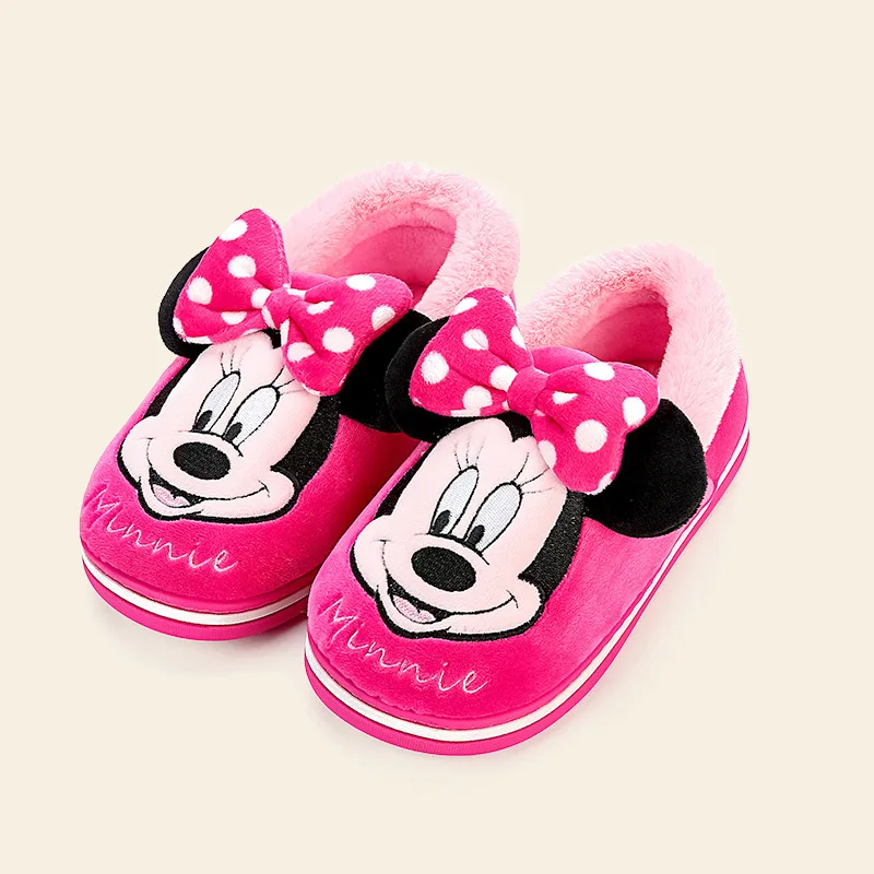 C Disney/Детские домашние тапочки для девочек; тапочки с Минни Маус И Микки; Новинка; теплые Нескользящие домашние тапочки для мальчиков и девочек с Микки Маусом; сезон осень-зима - Цвет: C