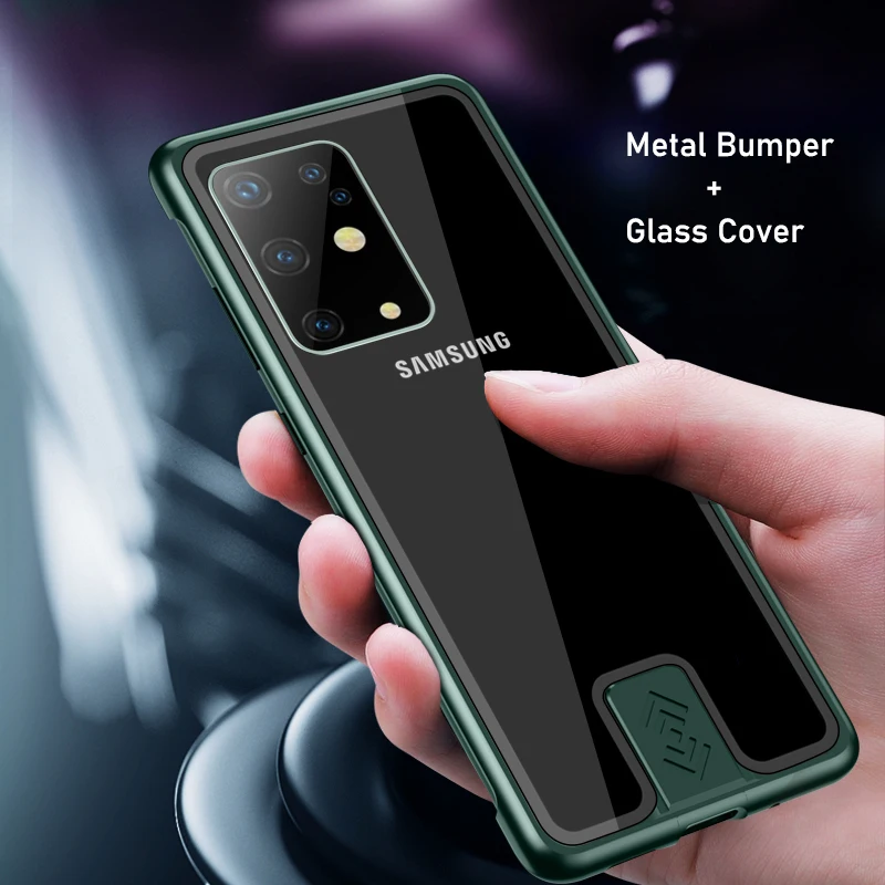

Чехол для Samsung Galaxy S10 Plus, ультраметаллический бампер, ударопрочный чехол из закаленного стекла для Note 10 Plus Pro