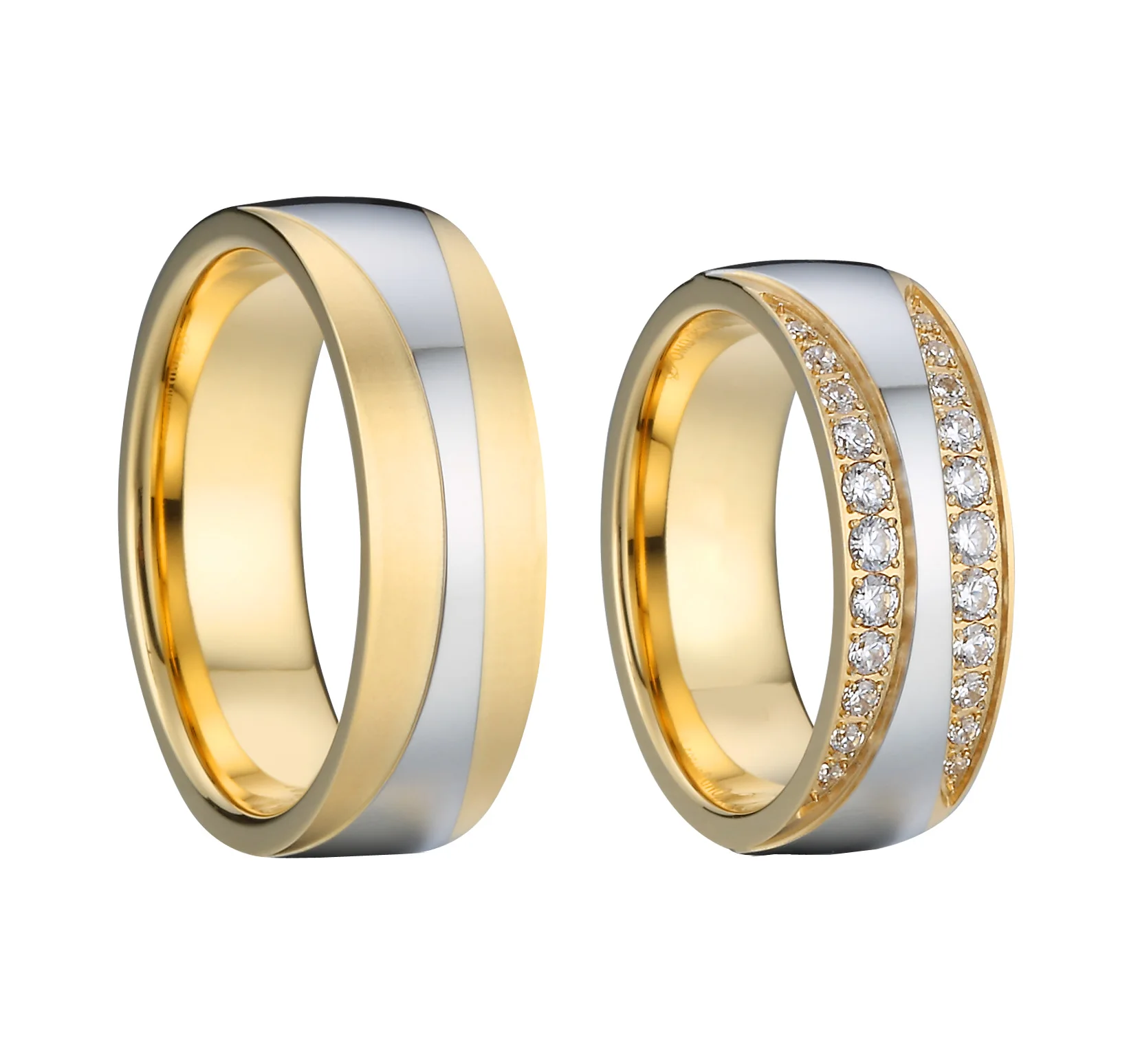 

1 Pair Lover's Alliance 18k Gold Plated Eternity Wedding Rings Set For Couples Men And Women Anniversary Ring Marriage