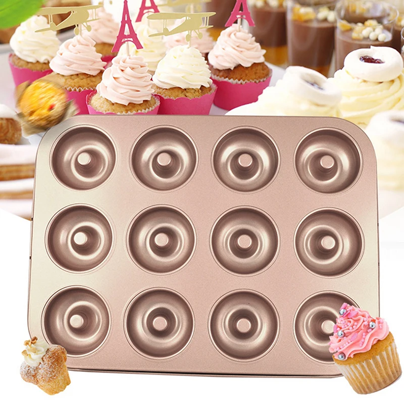 

Steel Donut Pan 12 Holes Creative Non-Stick Pastry Chocolate Dessert Cake Tools Doughnut Baking Mold Kitchen Bagel Mold