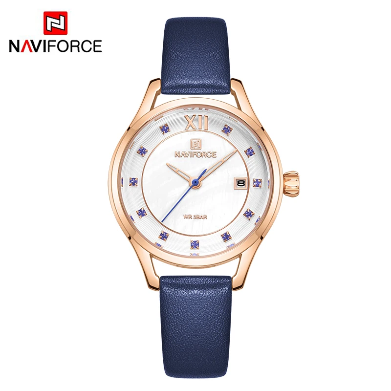 RGWBE Новинка NAVIFORCE женские часы модные роскошные часы со стразами синие кварцевые часы водонепроницаемые повседневные часы женские наручные часы Relogio Femino - Цвет: RGWBE