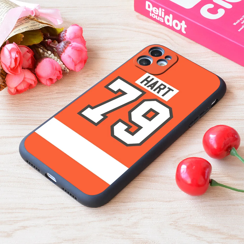 

For iPhone Philadelphia Flyers Carter Hart Home Jersey Back Print Soft Matt Apple iPhone Case