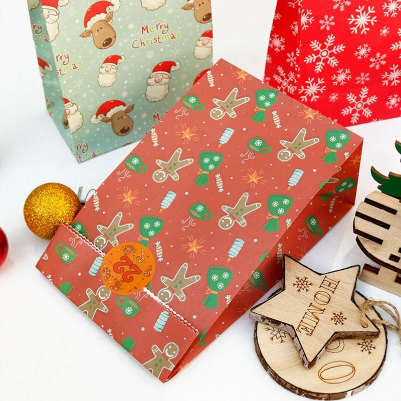 24Pcs Christmas Paper Bag Candy Box Treat Gift Bags Kids Party Favour 6 Styles images - 6