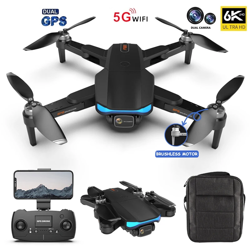 

NYR F188 GPS Drone 6k Profesional Brushless Motor 5G Quadcopter With Camera Dual HD FPV Foldable Drones WiFi RC Helicopter Gifts