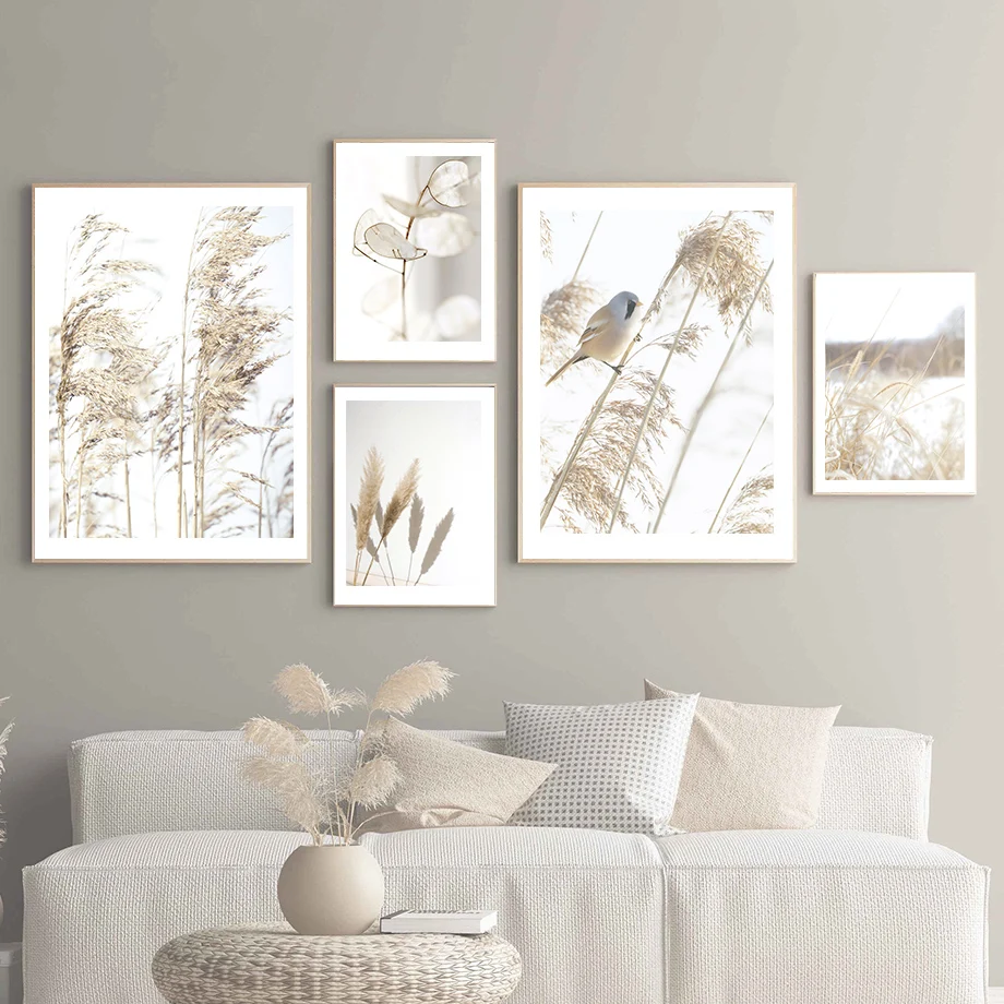 

Hay Gress Reed Giraffe Bird Wall Art Natural Landscape Canvas Painting Nordic Posters and Prints Pictures for Living Room Decor