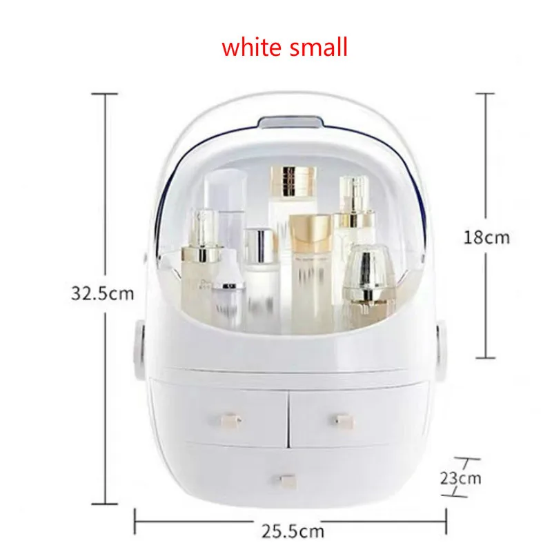 white small size Довольно портативный водонепроницаемый макияж Косметическая коробка Анти Пылезащитный Чехол Органайзер Ящик Пластиковый косметический контейнер для хранения ювелирных изделий макияж - Цвет: white small size