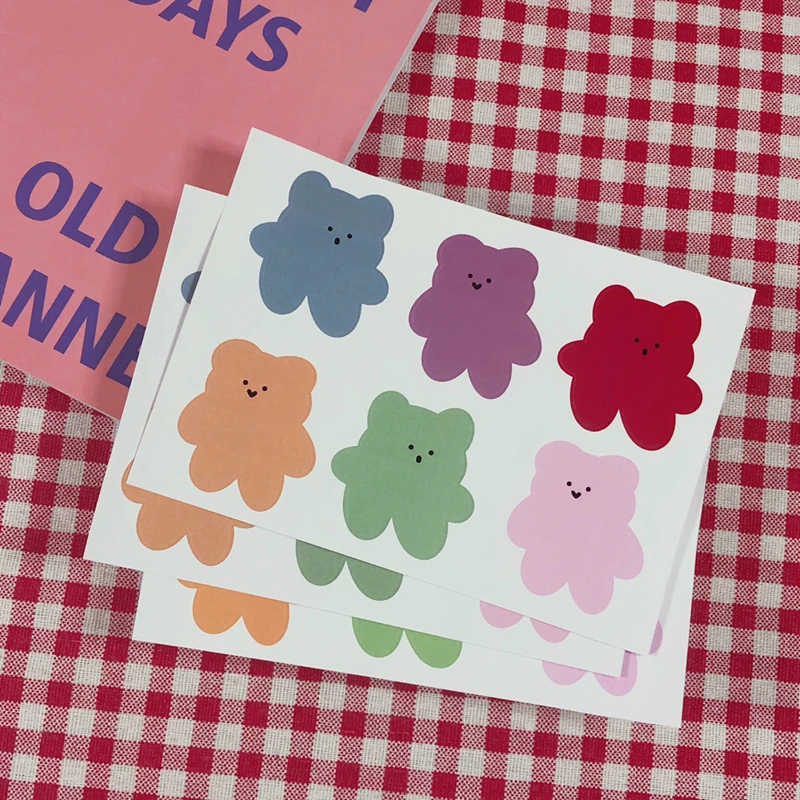 6 шт./лот мультяшный милый корейский стиль Ins мягкий медведь конфеты наклейка