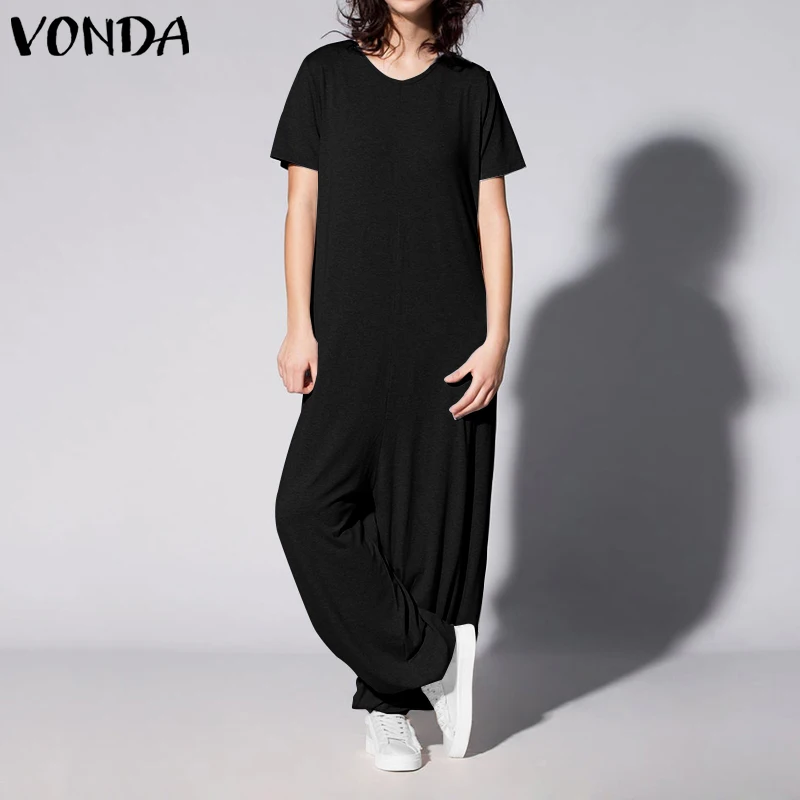 VONDA Комбинезоны для беременных, повседневные Комбинезоны с круглым вырезом и короткими рукавами, однотонные комбинезоны, свободная элегантная офисная одежда