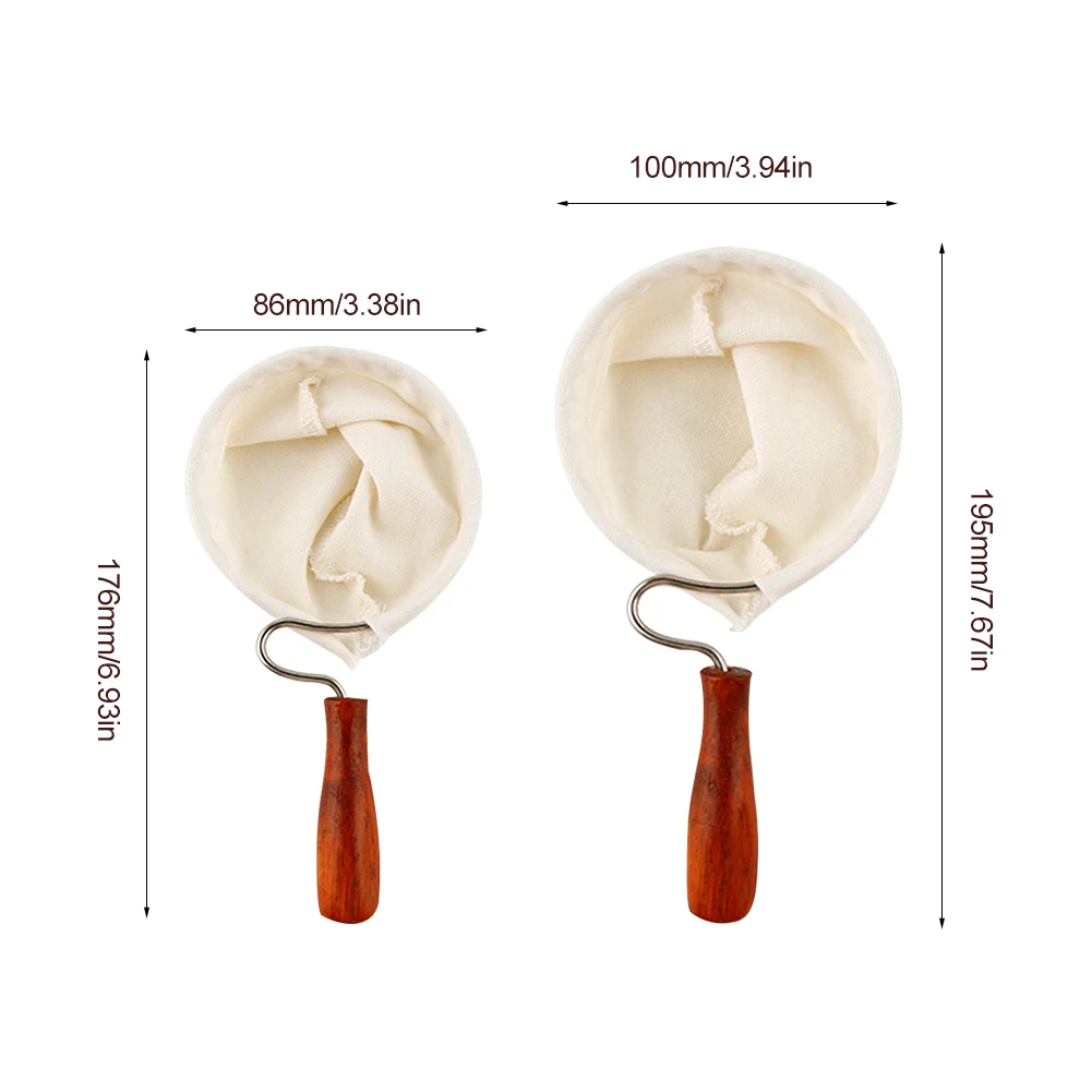 

Reusable Coffee Filter Bag Flannel Cloth Handmade Coffee Filter Strainer With Wood Handle Filter Packs Pot Flannel Cloth Coffee