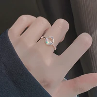 panjbj simple style geometric semicircle diamond open index finger ring female new design personality