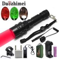 hunting flashlight red green scout light 5 mode professional tactical led flashlight usb 18650 waterproof night for hog coyote