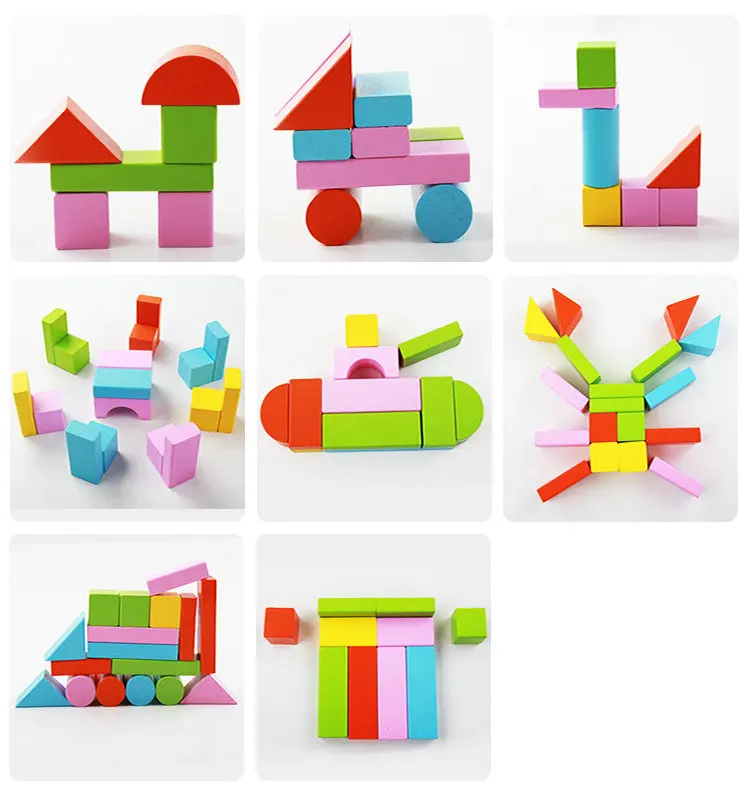 Бесплатная доставка 50 шт Дерево высокого качества цветные геометрические формы