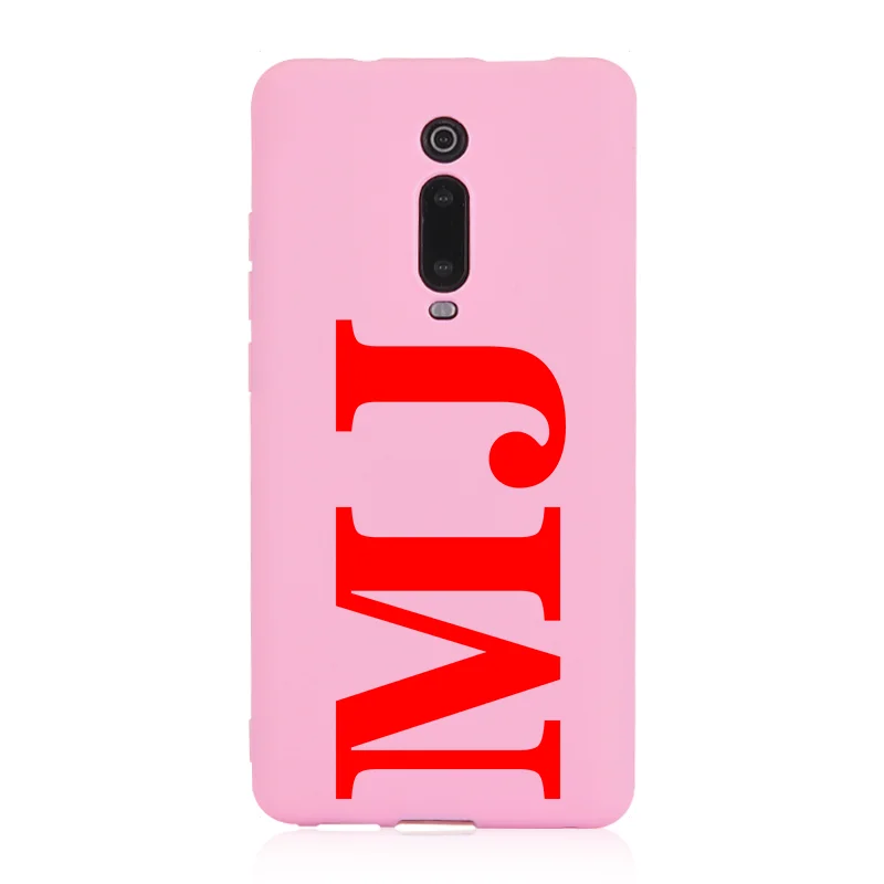 

Custom Name Initials Letter Phone Cases for Redmi Note 8 pro K20 8A Colorful Soft Silicone Cover Case for Xiaomi Mi 10 pro Lite