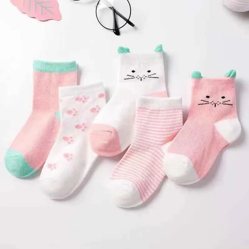 5Pairs/Lot 0-3Years Infant Baby Socks 100% Cotton Baby Socks Cute Newborn Boy Toddler Socks Baby Girl Cartoon Socks Unisex Socks