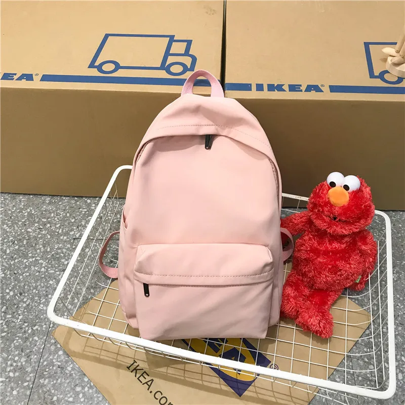 Pink Водонепроницаемый нейлоновый женский рюкзак в японском стиле, однотонные рюкзаки Mochila Feminina Mujer, дорожная сумка для девочек-подростков, школьный рюкзак - Цвет: Pink