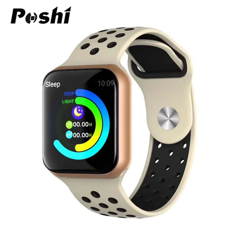 khaki black Смарт часы Полный сенсорный экран Bluetooth сердечного ритма спортивные музыкальные многофункциональные часы женские часы умные часы мужские - Color: khaki black