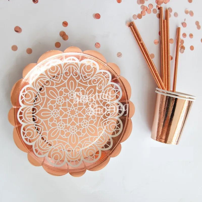 Розовое золото искусственная пластина соломенный шар для свадебной вечеринки