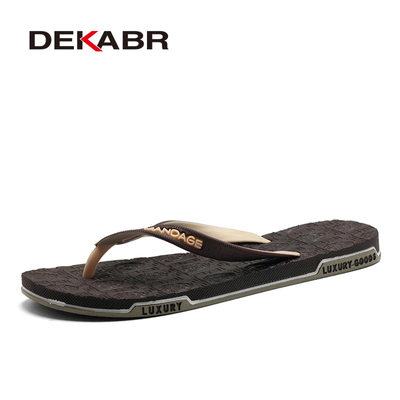 Мужские модные летние слиперы DEKABR дизайнерские удобные шлепанцы цвета хаки для