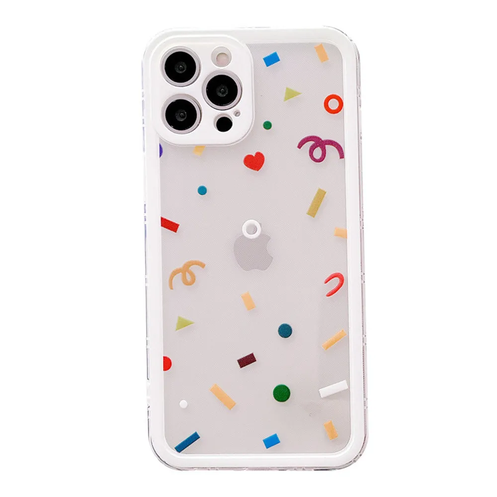 

Colour Wave Point Flower Phone Case For iPhone 12 11 Pro MAX XS XR X MAX 7 8 Plus SE2 Fall-anti Clear Frame Camera Protect Cover
