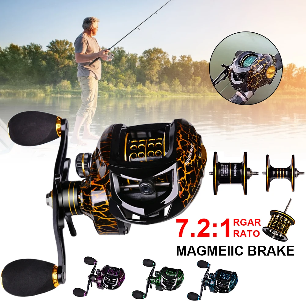 

New Upgrade Metal Baitcasting Reel 7.2:1 Ratio 4+1BB 10KG Drag Fishing Reel with Deep Light Spool Left/Right Handed Top Quality