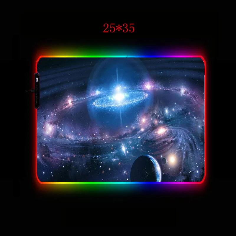 Игровой компьютерный коврик для мыши XGZ с RGB-подсветкой космической планетой |