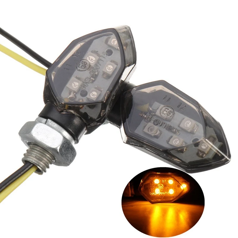 

2Pcs Mini Universal Motorcycle LED Turn Signal Indicators Light Amber Blinker 5 LED 12V Motorbike Super Bright Lamp