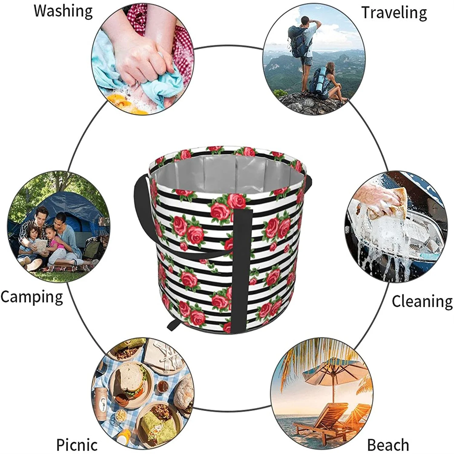 

5 gallon collapsible bucket, water storage container portable folding camping bucket fishing trip wash basin large water storage