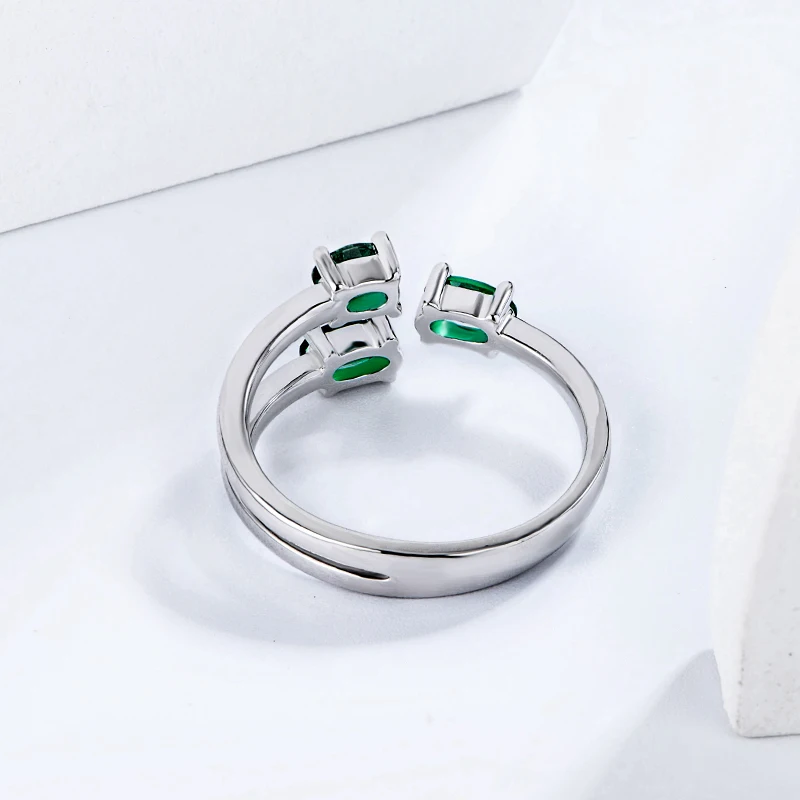 

100% 925 Sterling Silver Emerald Ring Created Moissanite Gemstone Vintage Ring For Women Engagement Fine Jewelry Wholesale
