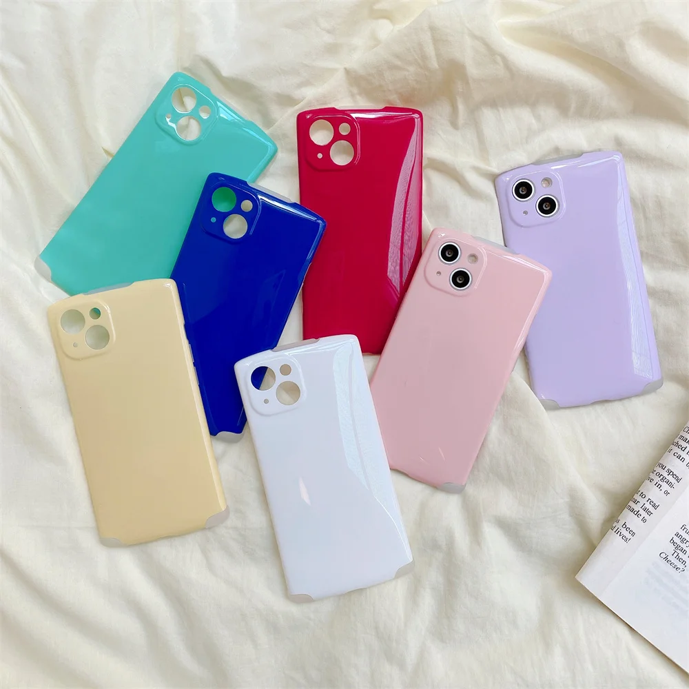 

13 Pro Max 12 11 Square Glossy Bubby Candy Case For Iphone 7 8 Plus Air Bags Soft Tpu Full Lens Protection Cover For X Xr Xs Max