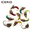 ICERIO 8 шт. латунные бусины Нимфа Скад Жук червь мухи форель нахлыстовая приманка крючок для ловли нахлыстом